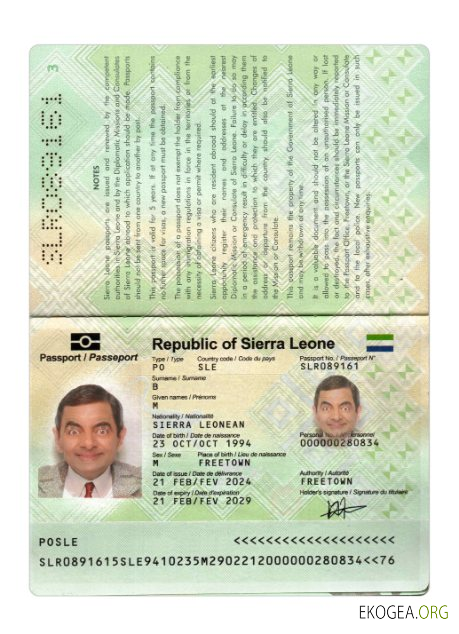 Passeport de la Sierra Leone 2024 présent